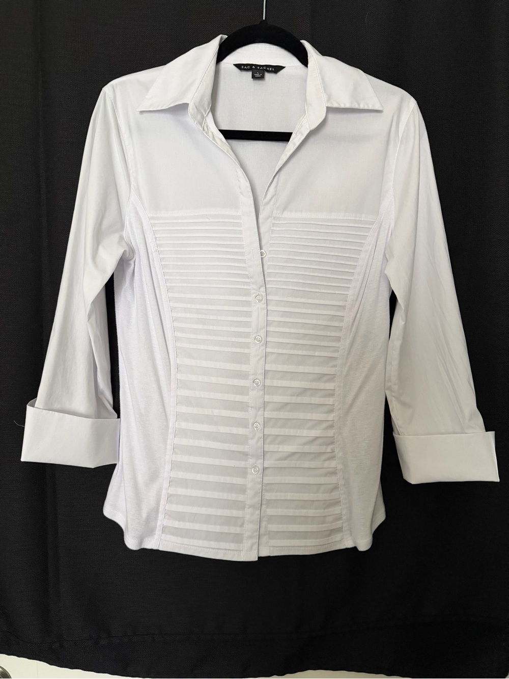 Zac & Rachel White Pleated-Front Button Down Shirt